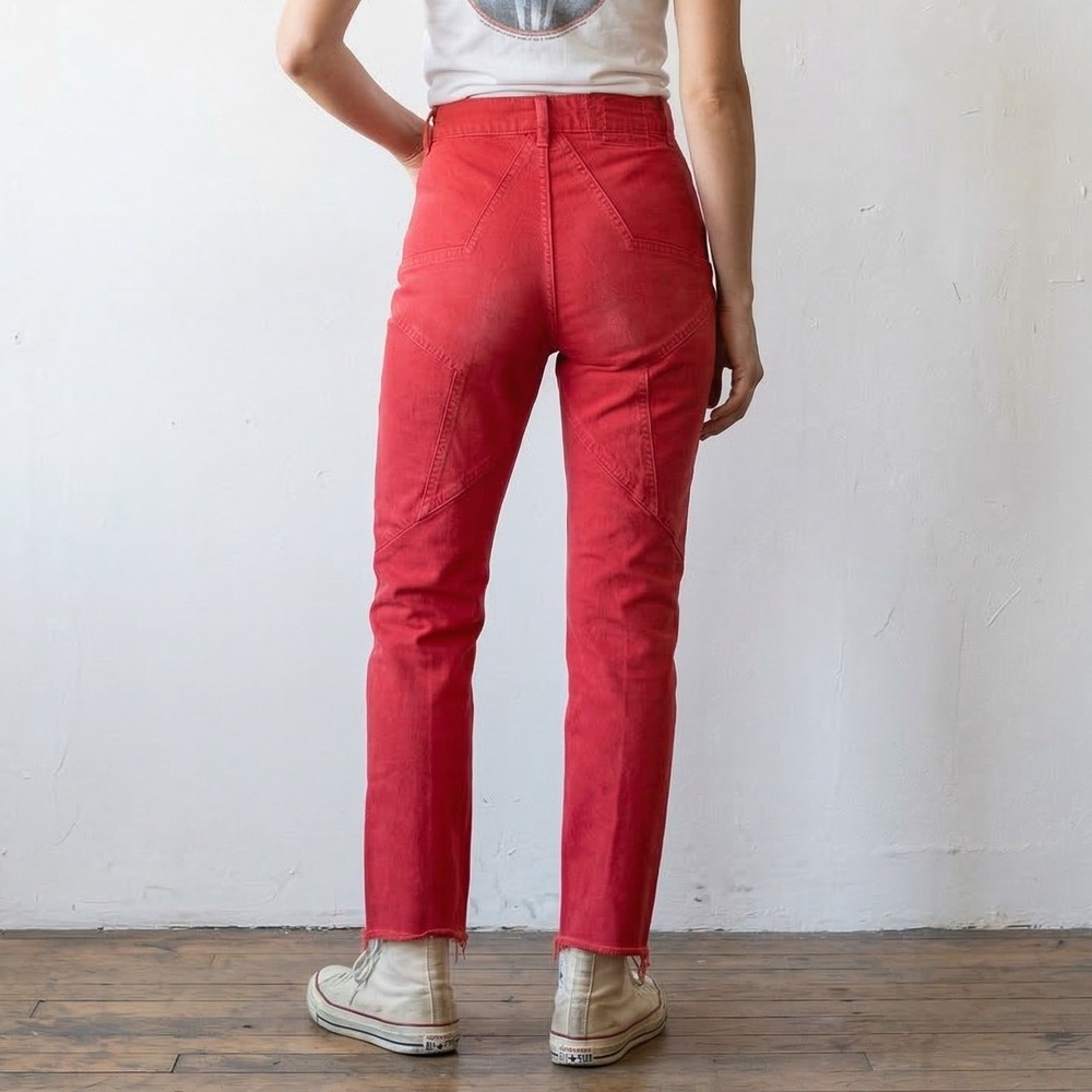 Revice Venus Star Jeans Womens 24 Red‎ Bootcut Stretch Retro Kitsch Zip Fly